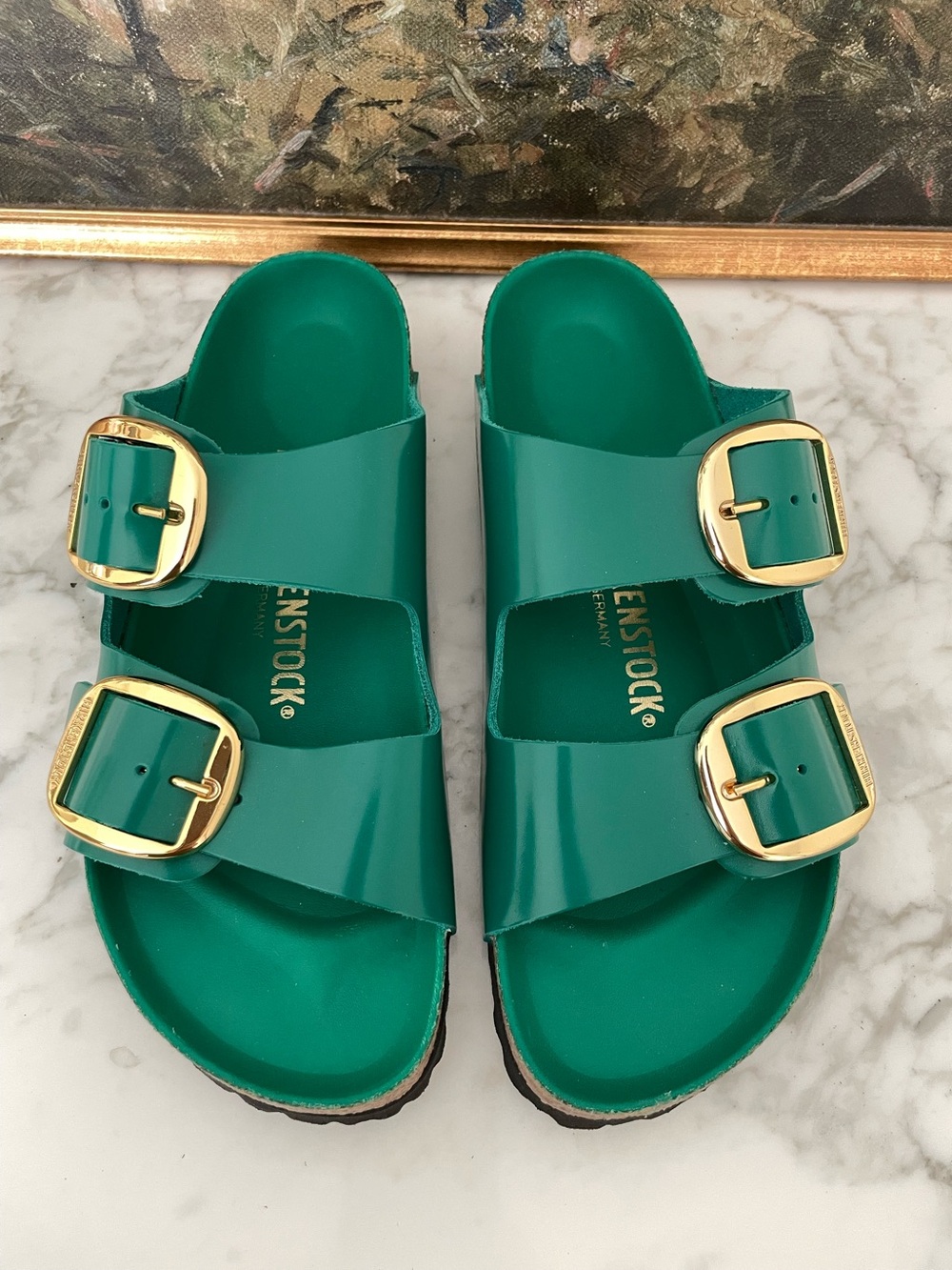 Birkenstock Arizona Big Buckle Green Sandals Size 39